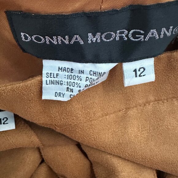 VTG Donna Morgan Womens 2 Piece Golden Faux Suede Embroidered Pant Suit SZ 12 - Picture 11 of 11